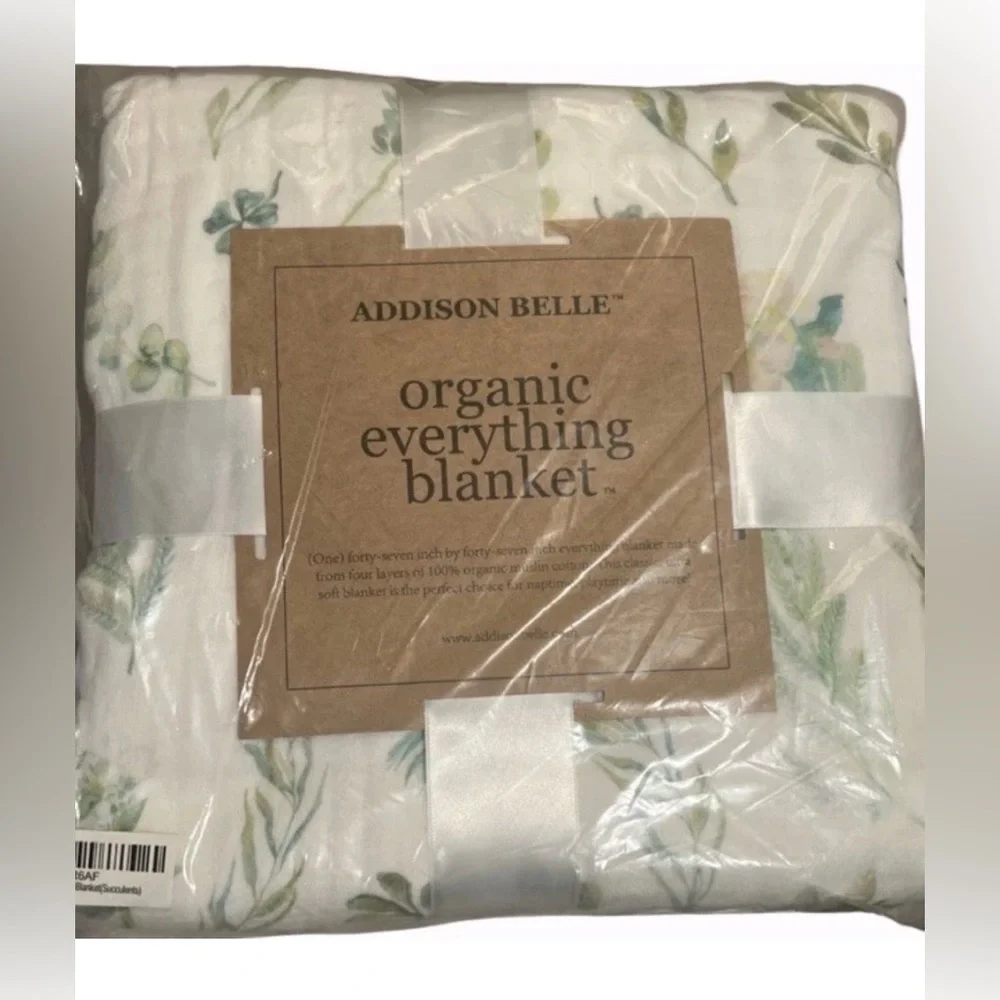 Addison Belle Everything Muslin Baby Blanket 47” X 47” Succulents Theme NWT NEW